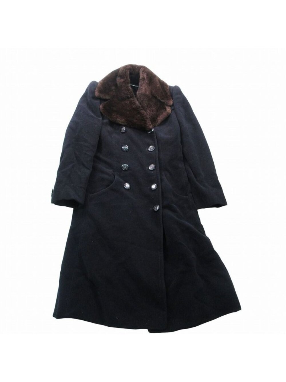 Gucci Beaver Fur Collar Angora Mohair Cashmere Blend Double Breasted Coat
